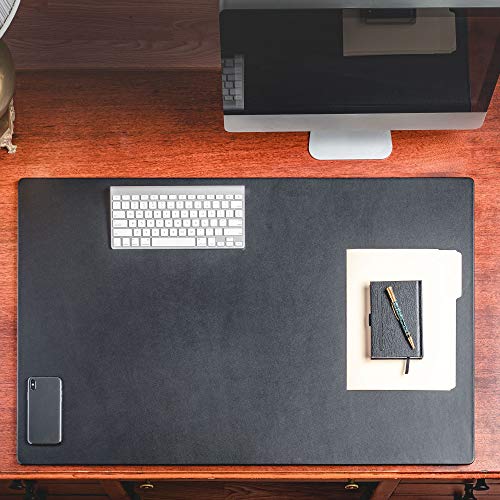 Dacasso Leather Desk Pad Without Side Rails - color: Black, size: 24" x 38"