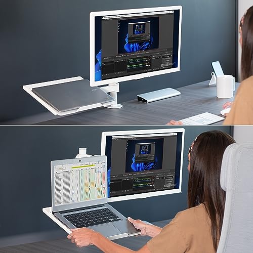 VIVO Fully Adjustable 13 to 32 inch Single Computer Monitor and Laptop Desk Mount Combo, Stand with Grommet Option, Fits up to 17 inch Laptops, White STAND-V002CW - color: White