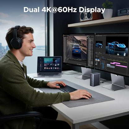 UGREEN Revodok Max 13-in-1 Thunderbolt 4 Docking Station, 40Gbps with 3×TBT4 (Dual 4K@60Hz max), 180W Total Power (96W Laptop Charging), 1Gbps Ethernet, SD/TF 3.0, 3.5mm Audio