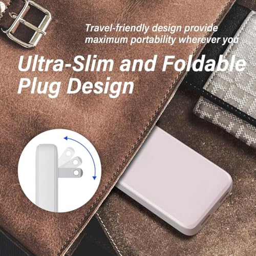 65W Flat Wall Chargers, Ultra Thin USB-A Dual Port Fast-Charging Compatible with All iPhone and Samsung Galaxy Phone Models, Folding Plug Power Adapter (USB-C+USB-C) - size: USB-C+USB-C