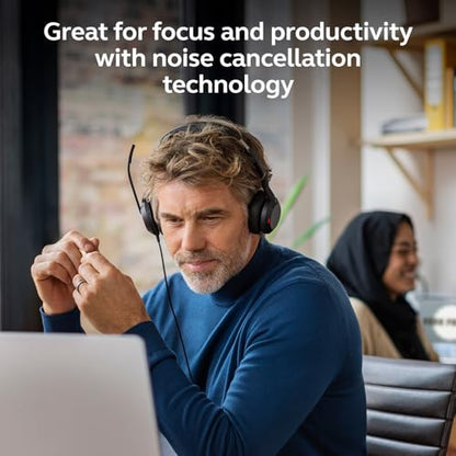 Jabra Evolve2 50 Wired Dual-Ear Headset - Noise Cancelling Headphones, Bluetooth Headset for Work with Noise Cancelling Microphones, Goes with Online Meeting Platforms Like Zoom & Google, Black - style: All Platforms, Dual Ear