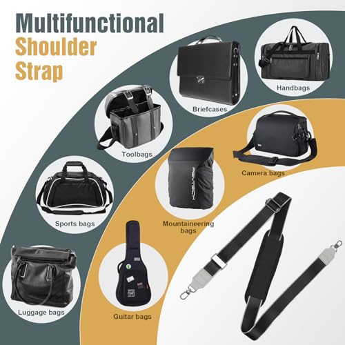 TiMOVO 57.1 Inch Shoulder Strap Replacement, Adjustable Laptop Bag Strap with Thick Soft Anti-Slip Pad and Metal Hooks for Computer Messenger Bag/Crossbody Bag/Briefcase/Duffel/Camera, Black