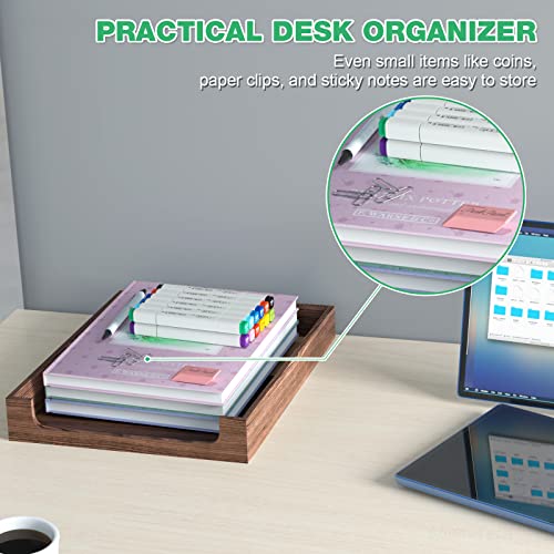 Wooden Letter Tray Natural Pine Wood Desktop Organizer, Multi-Functional Storage for Office, Kitchen - Perfect for Files, Supplies and Small Accessories, Stackable Space-Saving (Rustic Burnt)