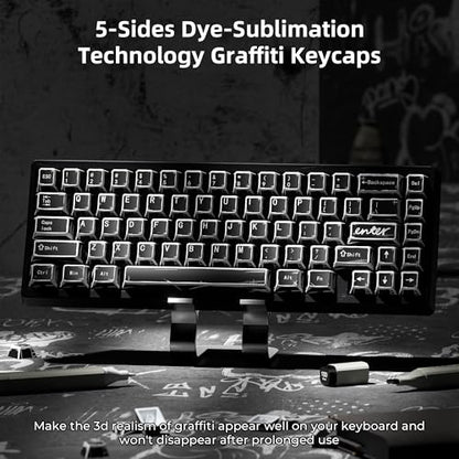XVX Black Translucent Keycaps,PBT Keycap Set Cherry Profile,Dye Sublimation Graffiti Keyboard Keycaps Suitable for 60% 65% 75% 80% 100% MX Switches Mechanical Keyboard - color: Black