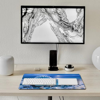 Sea Turtle & Starfish Shells Large Extended Gaming Mouse Pad (12x24in) - Durable Stitched Edges XXL Desk Mat for Keyboard and Mouse - Water Resistant & Non-Slip Rubber Base - color: black-1, size: 12x24in