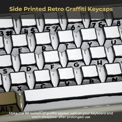XVX Retro PBT Keycaps, Side Printed Keycap Set Cherry Profile, Dye Sublimation Graffiti Keyboard Keycaps Suitable for 60% 65% 75% 80% 100% MX Switches Mechanical Keyboard - color: Side Printed Graffiti