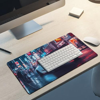 Large Ergonomic Gaming Mouse Pad JDM Street Art Japanese Cars in Tokyo Night Cityscape Theme with Non-Slip Base Water-Resistant Surface and Stitched Edges, 30x60cm - color: Style-4, size: 30x60cm