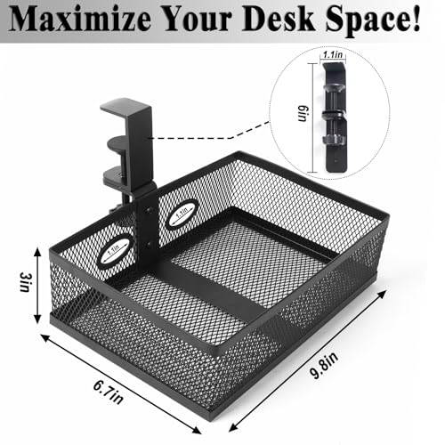Under Desk Organizer 360° Swivel,under Desk Drawer, Clamp-On No Drill Installation,Sturdy Mesh Storage Drawer for Office,Drawing Room and Kitchen Room,Art Supplies and More(Without Cup Holder) - size: without holder cup