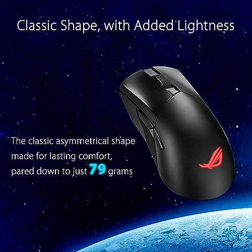 ASUS ROG Gladius III Wireless Aimpoint Gaming Mouse – Right-Handed Ergonomic, 79g, Tri-Mode Connectivity, 36K DPI, up to 119Hr Battery, Hot-Swappable Switches, PC/Mac Support - Black - color: Black, style: Wireless
