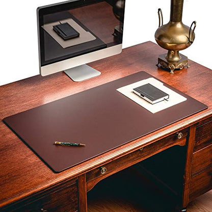 Dacasso Leather Desk Pad Without Side Rails - color: Chocolate Brown Leatherette, size: 24" x 38"