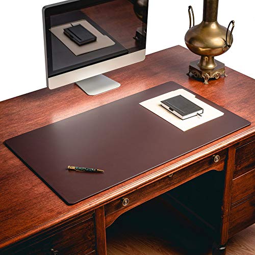 Dacasso Leather Desk Pad Without Side Rails - color: Chocolate Brown, size: 24" x 38"