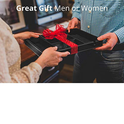 ULTRAY, Valet Tray for Men, Nightstand Organizer, Entry Table Organizer, Catch All, Black Faux Leather Box, 6 Compartments