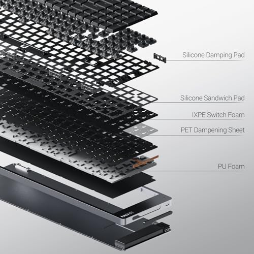 LOFREE Flow2 Low-Profile Mechanical Keyboard, Aluminum Alloy with Void Linear Switches, Rechargeable Wireless Keyboards with 3 Mode Connections for Windows, macOS (Silver with Silence, 100 Keys) - color: Silver with Silence, size: 100 Keys