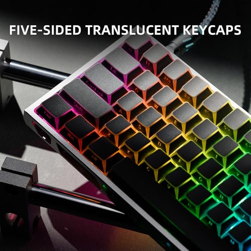 XVX Shine Through PBT Keycaps, Gradient Gray Keyboard Keycaps Cherry Profile, Custom Side Printed Keycap Sets Suitable for 60% 65% 75% 80% 100% Mechanical Keyboard - color: Gradient Grey Prism