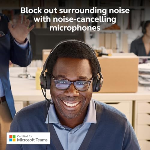 Jabra Evolve2 50 Wired Dual-Ear Headset - Noise Cancelling Headphones, Bluetooth Headset for Work with Noise Cancelling Microphones, Goes with Online Meeting Platforms Like Microsoft Teams, Black - style: All Platforms, Dual Ear 2