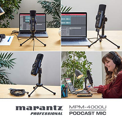 Marantz Professional MPM-4000U Podcast Mic - USB Condenser Microphone With Mixer and Headphone Output for Podcasting, Live Streaming, YouTube Projects - style: USB Mic w/ Monitoring & Mute Button