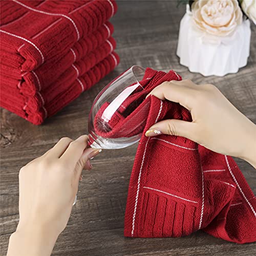 Glynniss Red Kitchen Towels and Dishcloths Set, Dish Towels and Dish Rags Set for Washing Dishes, Cleaning and Drying Pack of 8 (red) - color: Red