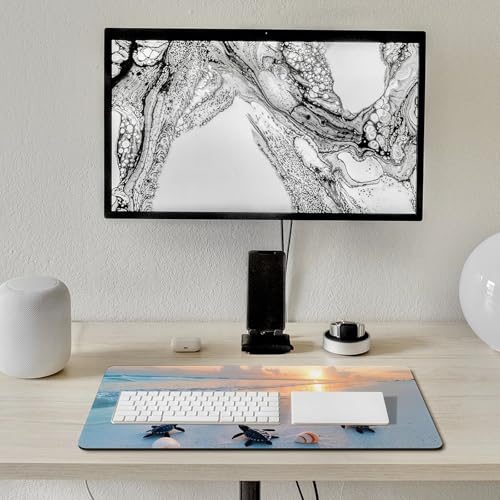 Ocean & Sunset Beach Scene Large Extended Gaming Mouse Pad (16x30in) - Durable Stitched Edges XXL Desk Mat for Keyboard and Mouse - Water Resistant & Non-Slip Rubber Base - color: black, size: 16x30in