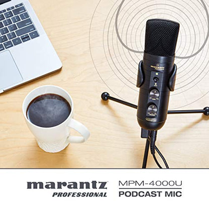 Marantz Professional MPM-4000U Podcast Mic - USB Condenser Microphone With Mixer and Headphone Output for Podcasting, Live Streaming, YouTube Projects - style: USB Mic w/ Monitoring & Mute Button