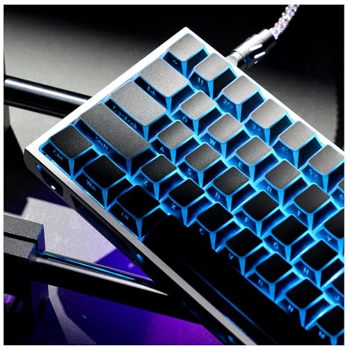 XVX Shine Through PBT Keycaps, Gradient Gray Keyboard Keycaps Cherry Profile, Custom Side Printed Keycap Sets Suitable for 60% 65% 75% 80% 100% Mechanical Keyboard - color: Gradient Grey Prism
