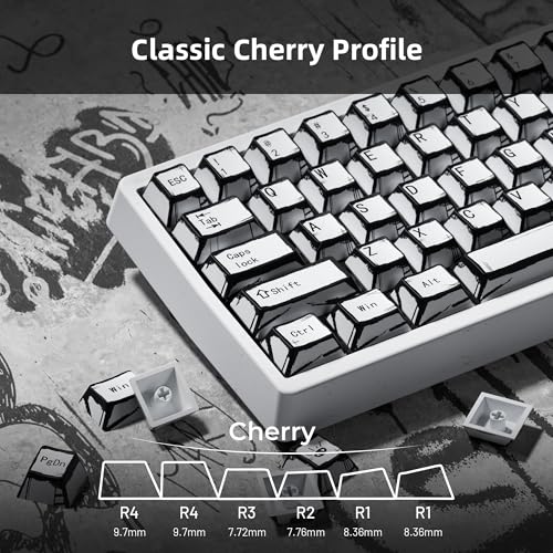 XVX White PBT Keycaps, Cherry Profile Keycap Set, Dye Sublimation Graffiti Keyboard Keycaps Suitable for 60% 65% 75% 80% 100% MX Switches Mechanical Keyboard - color: White