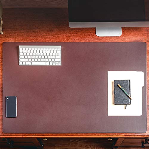 Dacasso Leather Desk Pad Without Side Rails - color: Chocolate Brown, size: 24" x 38"