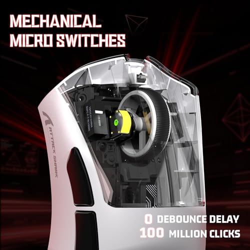ATTACK SHARK V3 Ultra-Light Wireless Gaming Mouse,PAW3311 Sensor, 500mAh, 62g, 25KDPI 2.4G/BT/USB-C Rechargeable Wireless Mouse with 5 Programmable Buttons for Laptop,PC,Mac Gamer (White) - color: White