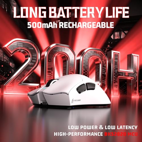 ATTACK SHARK V3 Ultra-Light Wireless Gaming Mouse,PAW3311 Sensor, 500mAh, 62g, 25KDPI 2.4G/BT/USB-C Rechargeable Wireless Mouse with 5 Programmable Buttons for Laptop,PC,Mac Gamer (White) - color: White