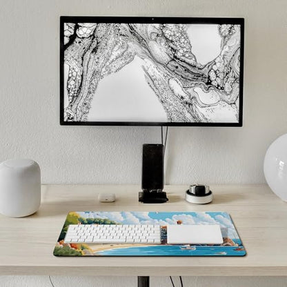 Sea Sandy Beaches Large Extended Gaming Mouse Pad (12x24in) - Durable Stitched Edges XXL Desk Mat for Keyboard and Mouse - Water Resistant & Non-Slip Rubber Base - color: black-2, size: 12x24in