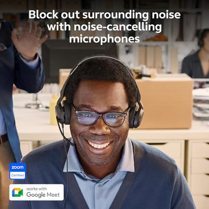 Jabra Evolve2 50 Wired Dual-Ear Headset - Noise Cancelling Headphones, Bluetooth Headset for Work with Noise Cancelling Microphones, Goes with Online Meeting Platforms Like Zoom & Google, Black - style: All Platforms, Dual Ear