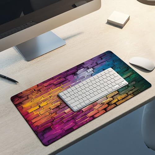 Vibrant Graffiti-Style Brick Large Extended Gaming Mouse Pad 24"x12" - XXL Computer Desk Mat for Keyboard and Mouse - Non-Slip Rubber Base & Durable Stitched Edges - color: Black-1, size: 24"Lx12"W