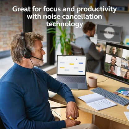 Jabra Evolve2 50 Wired Single-Ear Headset - Noise Cancelling Headphones, Bluetooth Headset for Work with Noise Cancelling Microphones, Goes with Online Meeting Platforms Like Microsoft Teams, Black - style: Microsoft Teams, Single Ear