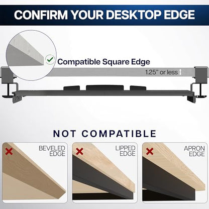 VIVO Extra Long Clamp-on Computer Keyboard and Mouse Under Desk Slider Tray, 34 x 11 inch Pull Out Platform Drawer, Black, MOUNT-KB15EB - color: Black, size: 34 inch