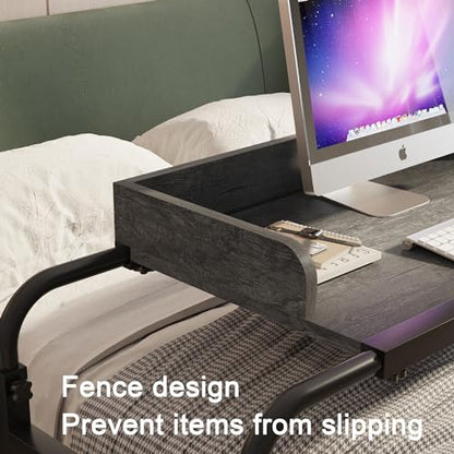 TigerDad Overbed Table with Wheels Overbed Desk Over Bed Desk King Queen Bed Table Overbed Laptop Table Over Bed Table with Wheels((Gray) - color: Grey
