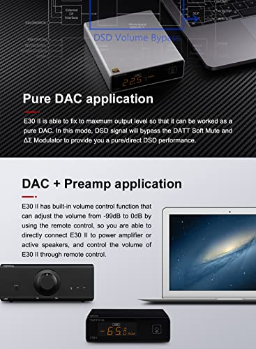 Topping E30 II DAC Preamp - DAC for USB/Coax/Opt Inputs RCA HiFi Stereo Digital Audio Decoder(Sliver) - color: Silver