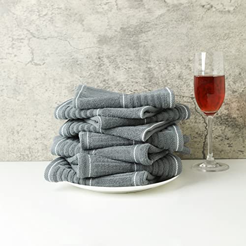 Glynniss Kitchen Towels and Dishcloths Set, Dish Towels and Dish Rags for Washing Dishes, for Cleaning Cooking Drying Pack of 8 (Grey) - color: Grey