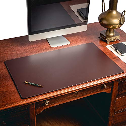 Dacasso Leather Desk Pad Without Side Rails - color: Chocolate Brown, size: 20" x 34"