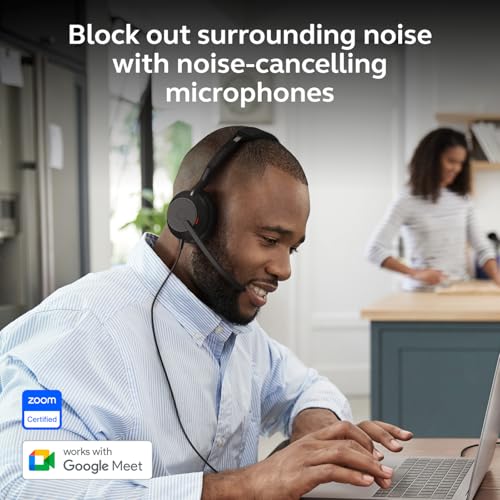 Jabra Evolve2 50 Wired Single-Ear Headset - Noise Cancelling Headphones, Bluetooth Headset for Work with Noise Cancelling Microphones, Works with Online Meeting Platforms Like Zoom & Google, Black - style: All Platforms, Single Ear
