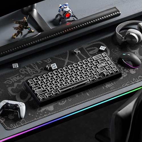 XVX Black Translucent Keycaps,PBT Keycap Set Cherry Profile,Dye Sublimation Graffiti Keyboard Keycaps Suitable for 60% 65% 75% 80% 100% MX Switches Mechanical Keyboard - color: Black