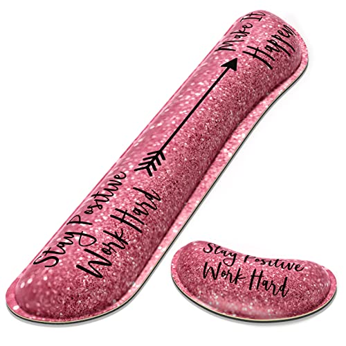 Dapesuom Enlarge Keyboard Wrist Rest, Memory Foam Wrist Cushion for Desk Mats Support, Typing Pain Relief Keyboard Mouse Pad Rests Set with Non-Slip Base for Gaming Laptop Office Computer, Quotes - color: Inspirational Quotes