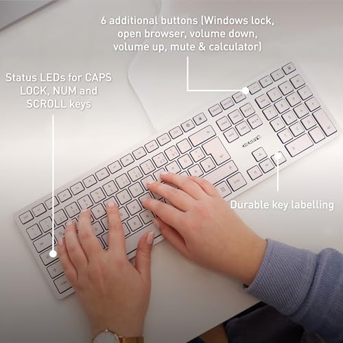 Cherry KC 6000 Slim Keyboard - USB Interface - English (US) - SX Keyswitch (White)