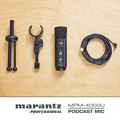Marantz Professional MPM-4000U Podcast Mic - USB Condenser Microphone With Mixer and Headphone Output for Podcasting, Live Streaming, YouTube Projects - style: USB Mic w/ Monitoring & Mute Button