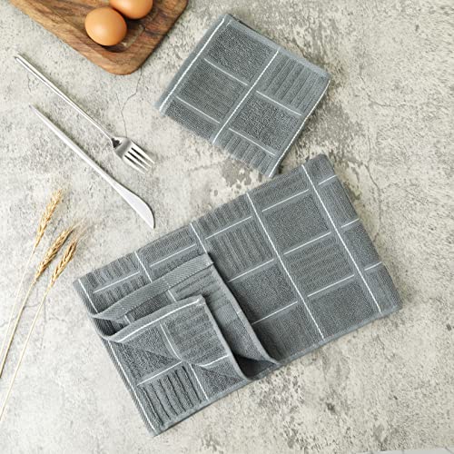 Glynniss Kitchen Towels and Dishcloths Set, Dish Towels and Dish Rags for Washing Dishes, for Cleaning Cooking Drying Pack of 8 (Grey) - color: Grey
