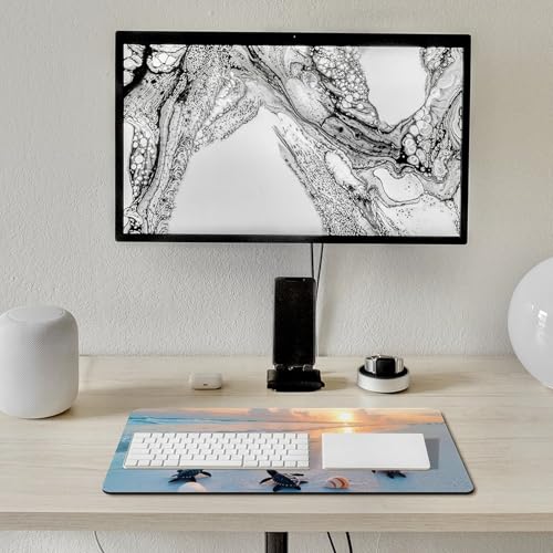 Ocean & Sunset Beach Scene Large Extended Gaming Mouse Pad (12x24in) - Durable Stitched Edges XXL Desk Mat for Keyboard and Mouse - Water Resistant & Non-Slip Rubber Base - color: black, size: 12x24in