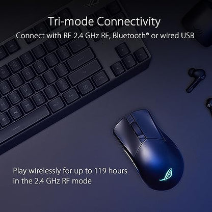 ASUS ROG Gladius III Wireless Aimpoint Gaming Mouse – Right-Handed Ergonomic, 79g, Tri-Mode Connectivity, 36K DPI, up to 119Hr Battery, Hot-Swappable Switches, PC/Mac Support - Black - color: Black, style: Wireless