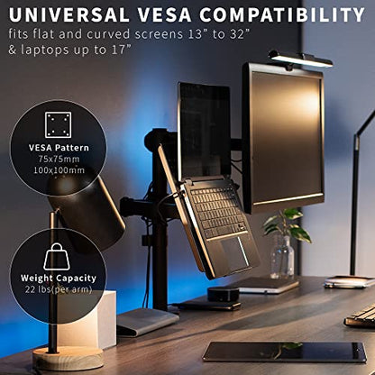 VIVO Black Fully Adjustable 13 to 32 inch Single Computer Monitor and Laptop Desk Mount Combo, Stand with Grommet Option, Fits up to 17 inch Laptops (STAND-V002C) - color: Black