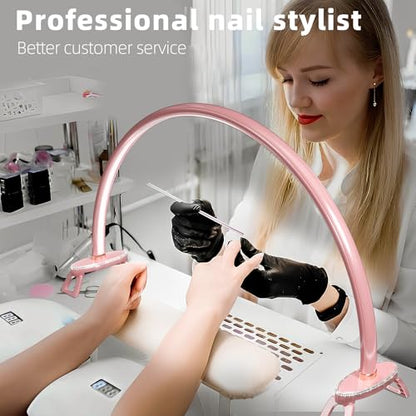 Half Moon Light Nail for Desk led lamp tech Manicure Foldable Arch Professional Art Eyelash Table Techs Beauty Tattoo spa White Artistic Desktop Lager Sized lash Shade Lashes Makeup Eye-Caring - size: 24inch Pink