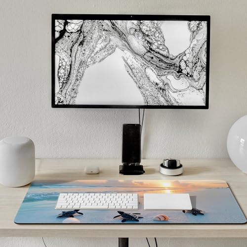 Ocean & Sunset Beach Scene Large Extended Gaming Mouse Pad (16x36in) - Durable Stitched Edges XXL Desk Mat for Keyboard and Mouse - Water Resistant & Non-Slip Rubber Base - color: black, size: 16x36in