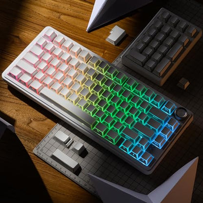 XVX White Shine Through Keycaps, PBT Keyboard Keycaps Cherry Profile, Custom Side Printed Keycap Sets Suitable for 60% 65% 75% 80% 100% Mechanical Keyboard - color: White Prism