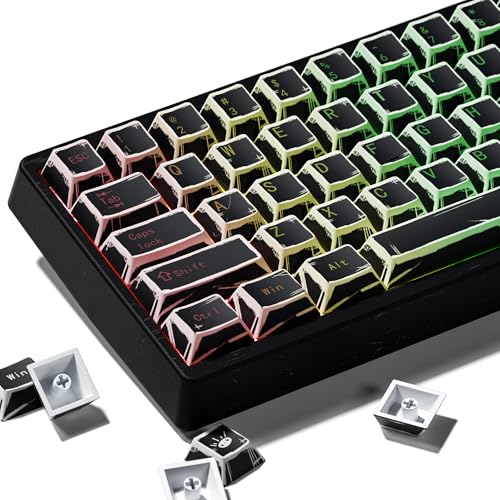XVX Black Translucent Keycaps,PBT Keycap Set Cherry Profile,Dye Sublimation Graffiti Keyboard Keycaps Suitable for 60% 65% 75% 80% 100% MX Switches Mechanical Keyboard - color: Black